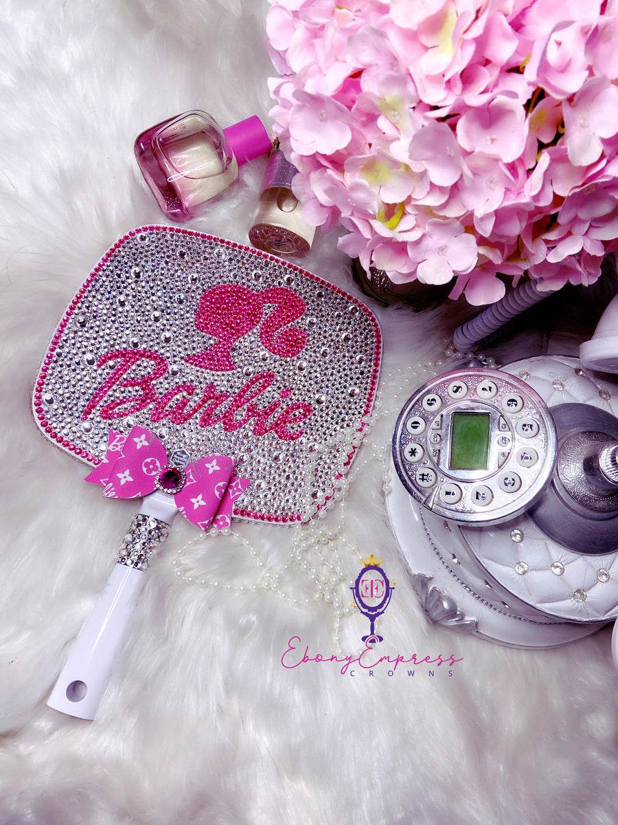 Bling hand mirror, led light mirror, pink mirror, designer mirror,  rhinestone mirror, Barbie, embellished mirror, bling hand mirror